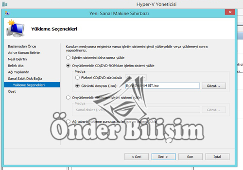 onderbilisim.com/hyper-v sanal bilgisayar kurulumu