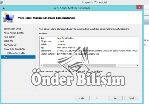 onderbilisim.com/hyper-v sanal bilgisayar kurulumu