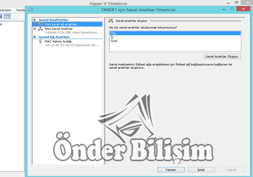 onderbilisim.com/hyper-v sanal bilgisayar kurulumu