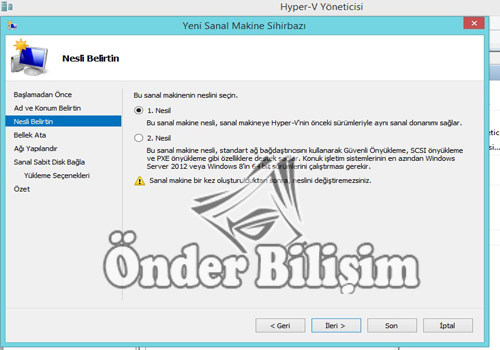 onderbilisim.com/hyper-v sanal bilgisayar kurulumu