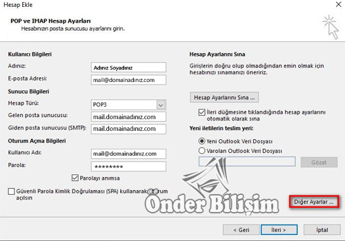 onderbilisim.com/outlook 2016 kurulumu