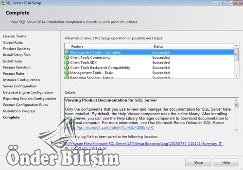 onderbilisim.com/Sql server 2014 kurulum ve lisanslama