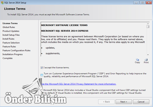onderbilisim.com/Sql server 2014 kurulum ve lisanslama