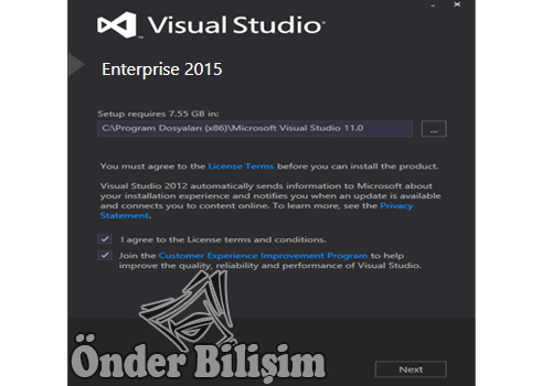 onderbilisim.com/visual studio 2015 kurulum ve lisanslama